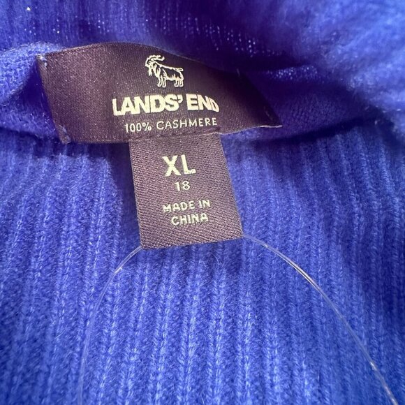 Lands End Cashmere Turtleneck Sweater Women Knit Long Sleeve Royal Blue XL - Picture 3 of 16
